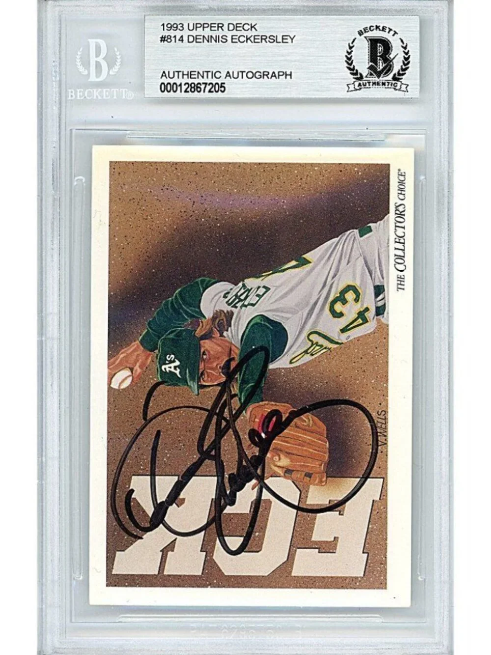 Dennis Eckersley Signed 1993 Upper Deck Baseball Card Beckett BAS Autograph Slab